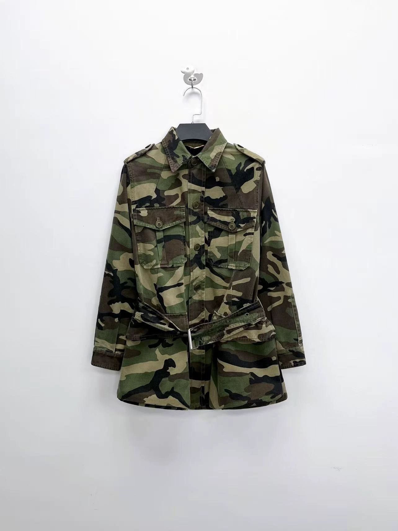 Saint Laurent Paris army green camouflage jacket with logo Size US S / EU 44-46 / 1 - 1 Thumbnail