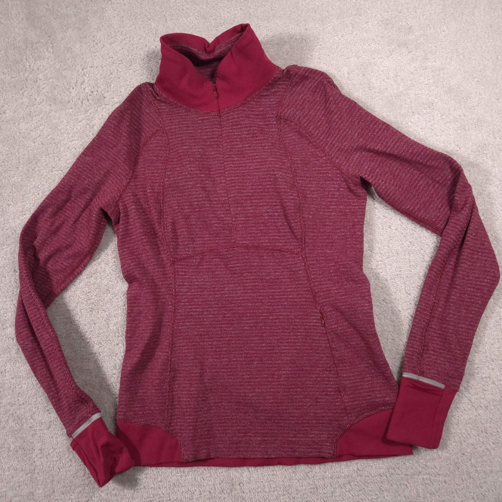 Lululemon Lululemon Pullover Womens Small Pink Striped 1/4 Zip Long Sleeve Running Top Size S / US 4 / IT 40 - 3 Thumbnail