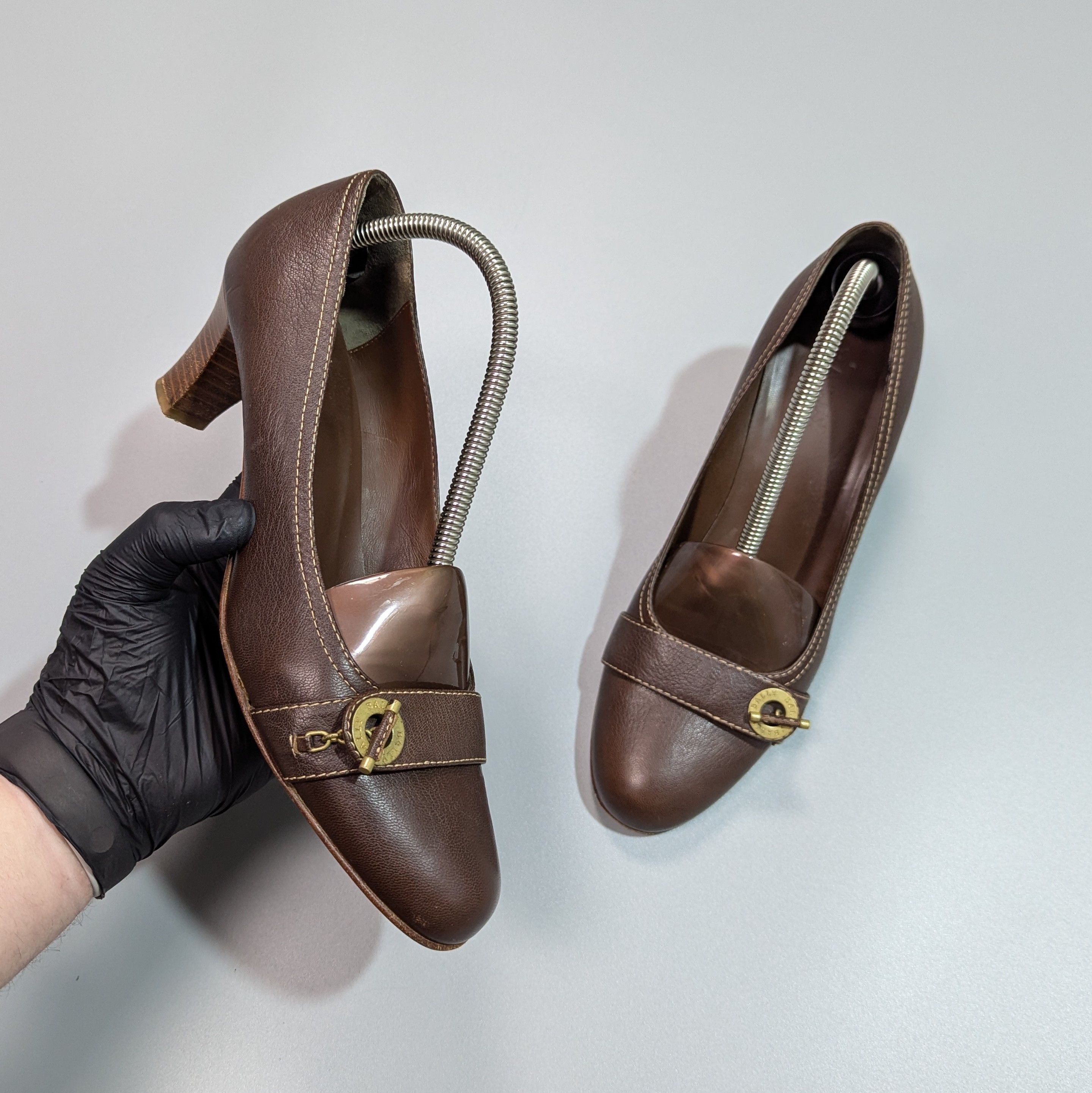 Bally BALLY Women's Leather Brown Open Luxury Shoes Size US 10.5 / IT 40.5 - 1 Thumbnail