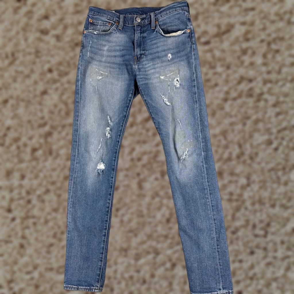 Levi's Levi's Jeans 512 Men Jeans Regular 33x32 Blue Denim Distressed Cotton 5-Pocket Skinny Vintage: No Adult Mens Size US 33 - 1 Thumbnail