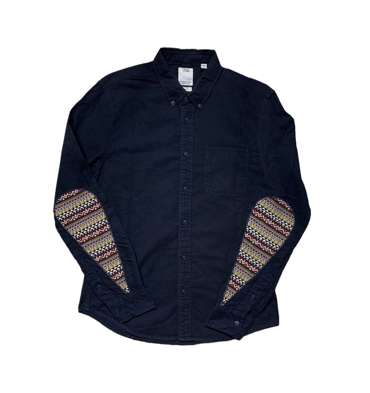 image of Visvim Albacore Cross Logo Shirt Buttons Up Long Sleeve in Dark Blue, Men's (Size Small)