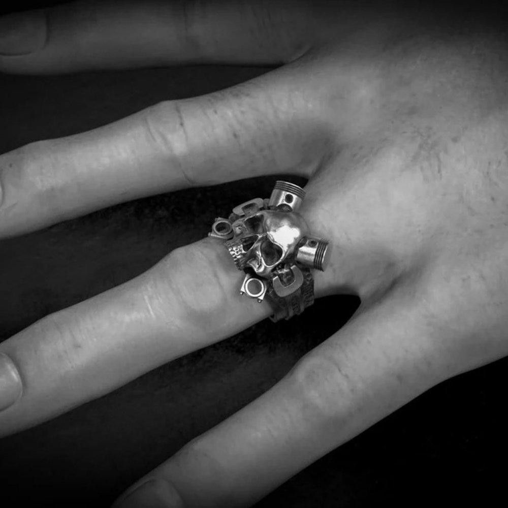 Designer Retro Steampunk Mechanical Wrench Skull Ring - Size 12 Size ONE SIZE - 8 Thumbnail