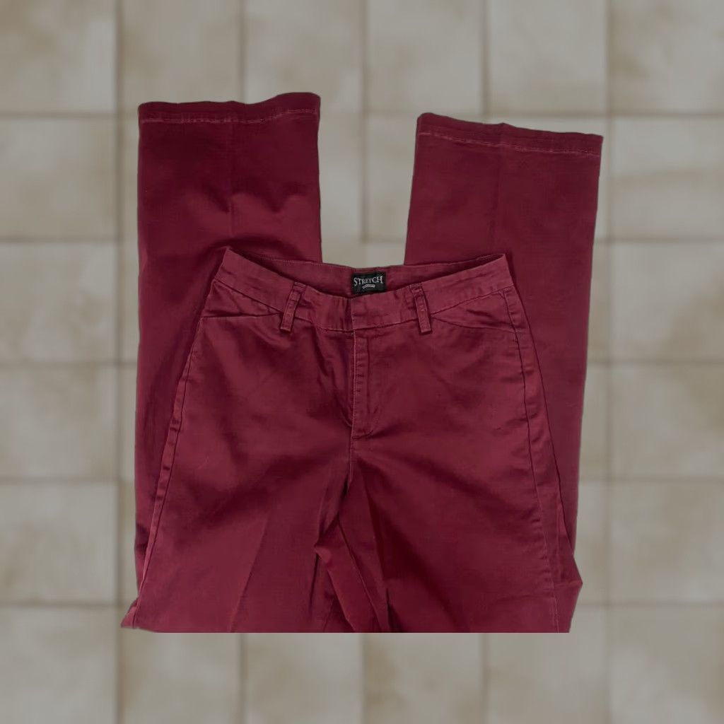Vintage Riders Pants Womens 26 Red Straight Stretch Chino Cotton Polyester Canvas 32in Inseam Size 26" / US 2 / IT 38 - 1 Thumbnail
