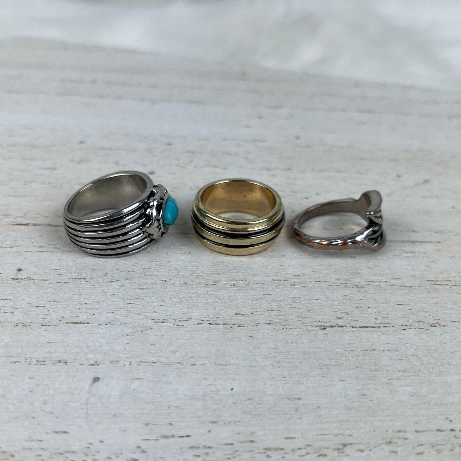 Other Rings Silver Leaves Gold Black Turquoise Howlite 5.5, 6, 6.5 Size ONE SIZE - 5 Thumbnail