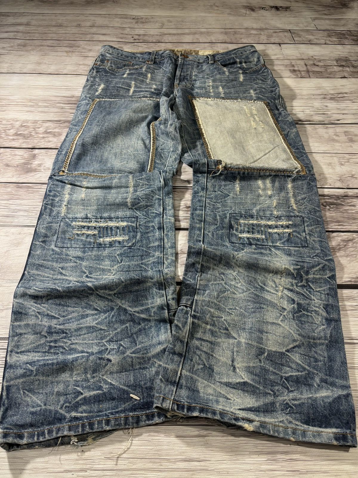 Hysteric Glamour × Japanese Brand 💥 HYSTERIC GLAMOUR BALENCIAGA STYLE PATCHWORK JAPANESE JEANS Size US 32 / EU 48 - 2 Thumbnail
