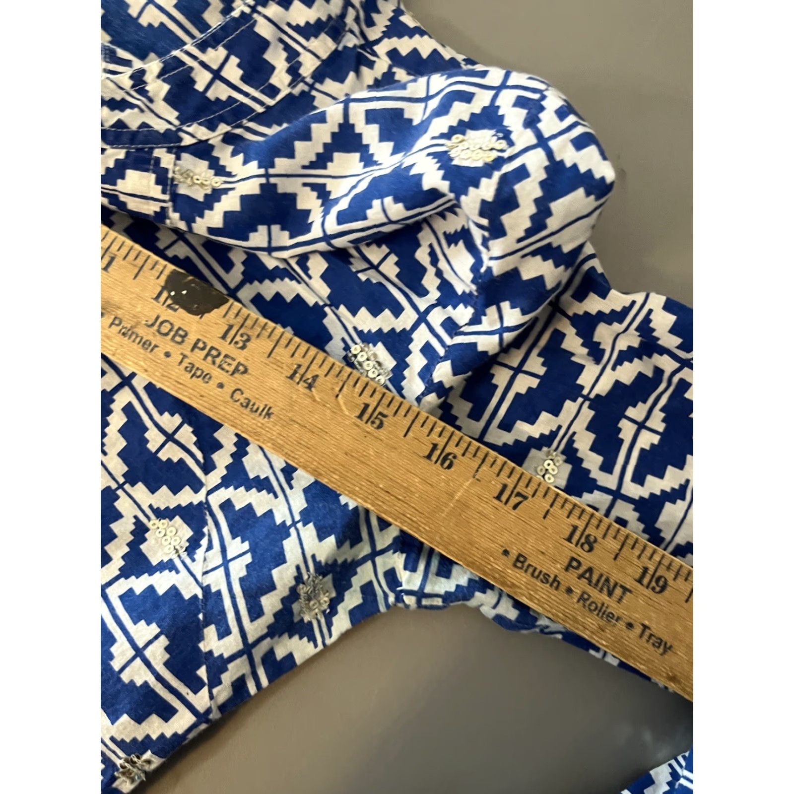 Banana Republic Banana Republic Shirt Womens Small Blue Geometric Print Long Sleeve Blouse Size S / US 4 / IT 40 - 5 Thumbnail