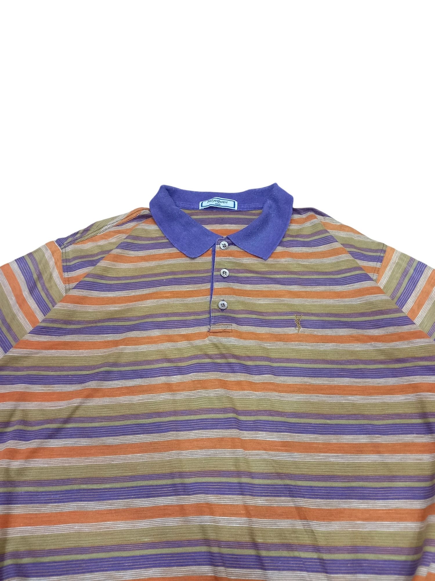 Yves Saint Laurent Vintage Yves Saint Laurent Retro Stripe Polo Size US L / EU 52-54 / 3 - 3 Thumbnail