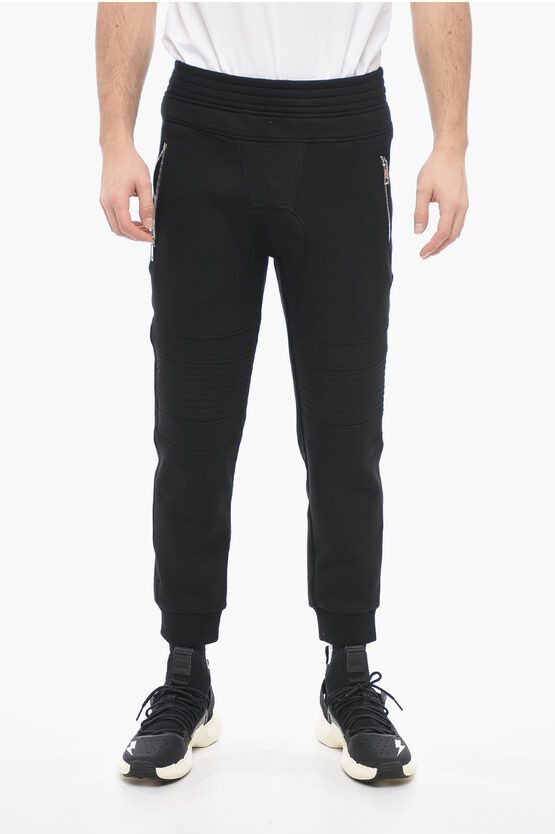 image of Neil Barrett Stretch Viscose Biker Sweatpants With Cuffs in Black, Men's (Size 31)