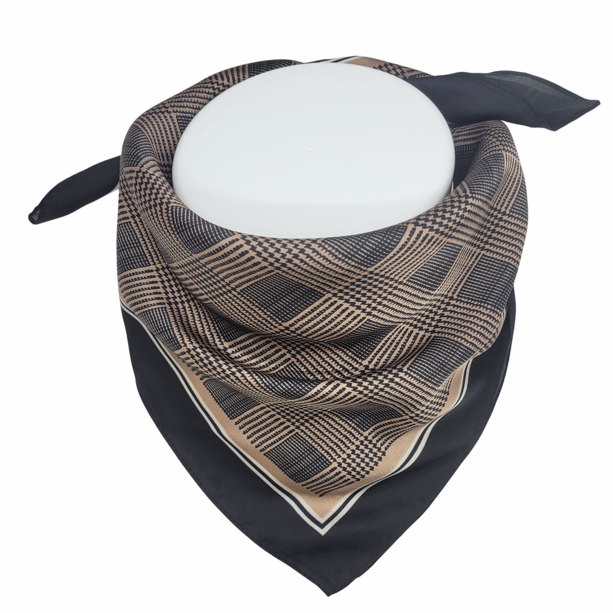 Other ❤️New Elegant Bandana Square Scarf Silky Black Brown Wrap St Size ONE SIZE - 2 Thumbnail