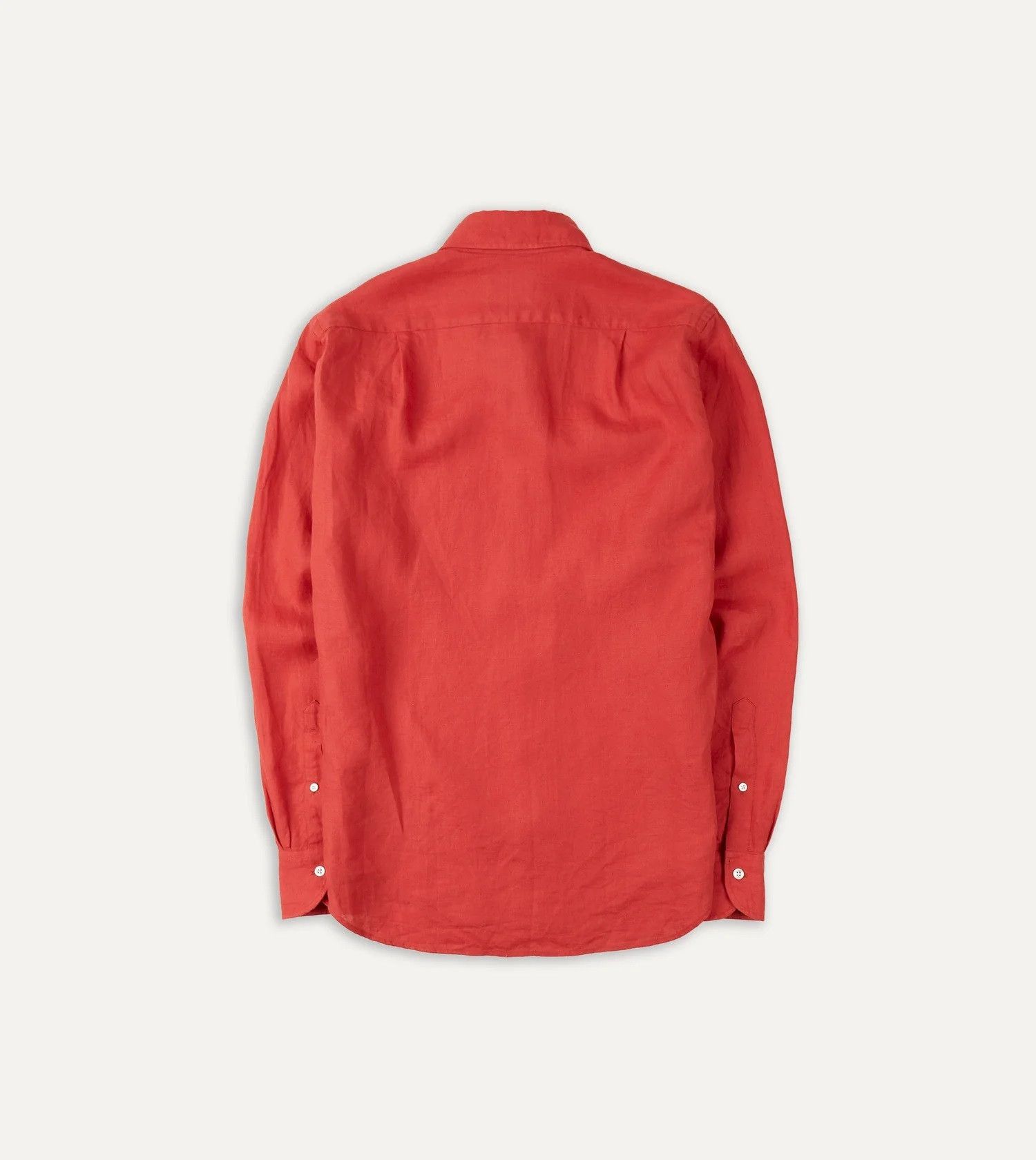 Drake's Drake's Red Linen Spread Collar Shirt Size US S / EU 44-46 / 1 - 2 Thumbnail