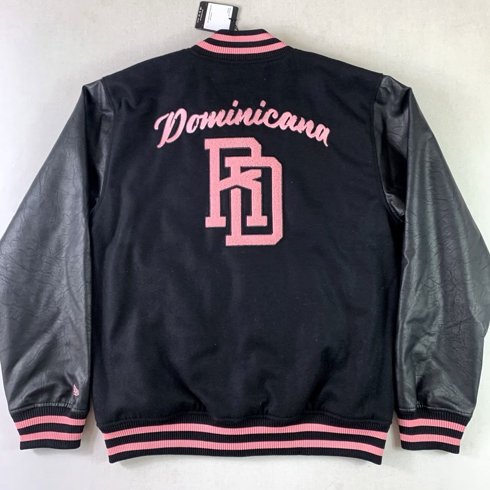 New Era New Era Dominican Republic Baseball Varsity Letterman Bomber Jacket Mens Large Black Wool Mid-Length Snap Front Regular Size L Mens Size US L / EU 52-54 / 3 - 2 Thumbnail