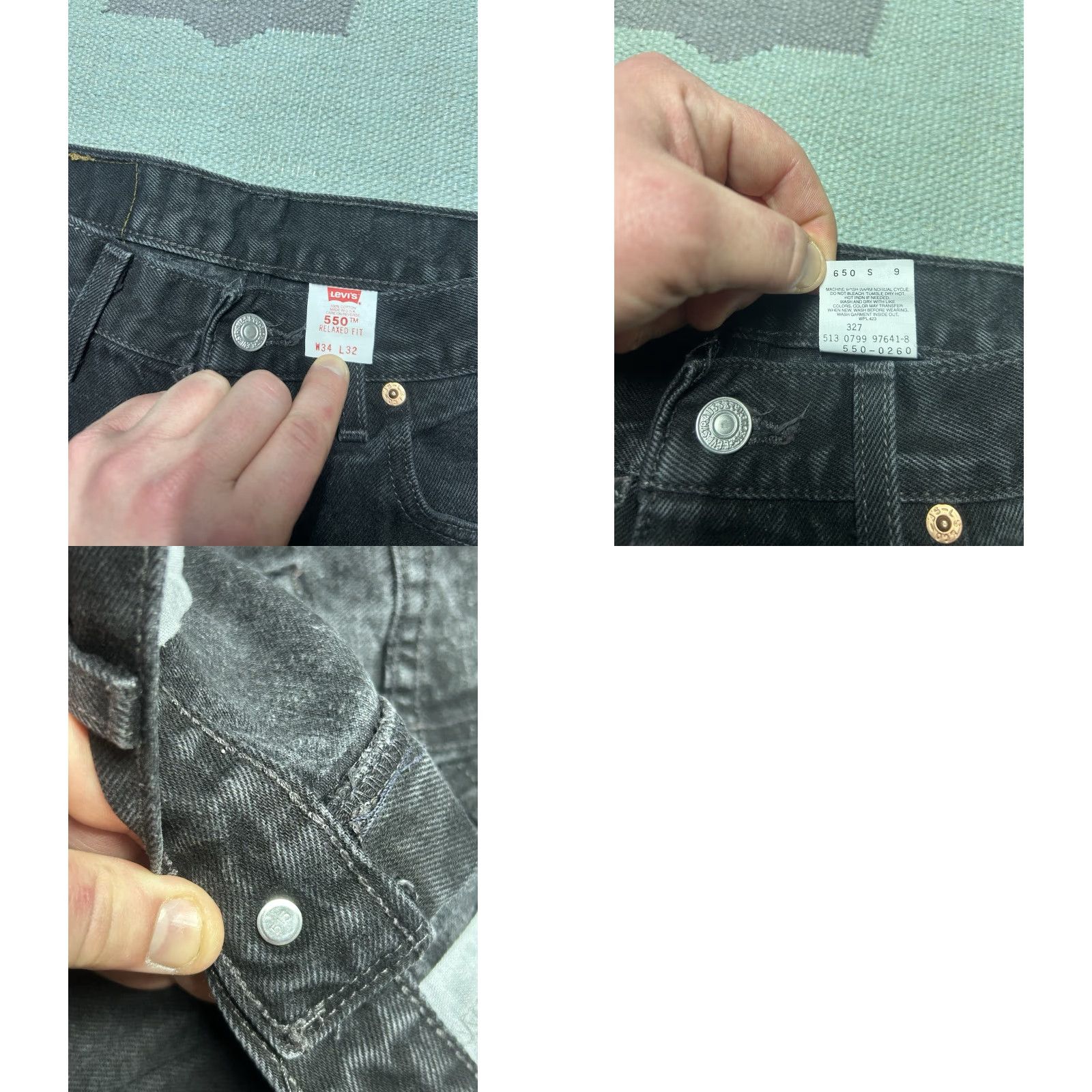 Levi's VINTAGE Levi’s 550 Jeans Relaxed Straight Black USA 32x31 Mens Jeans Size US 32 / EU 48 - 8 Thumbnail