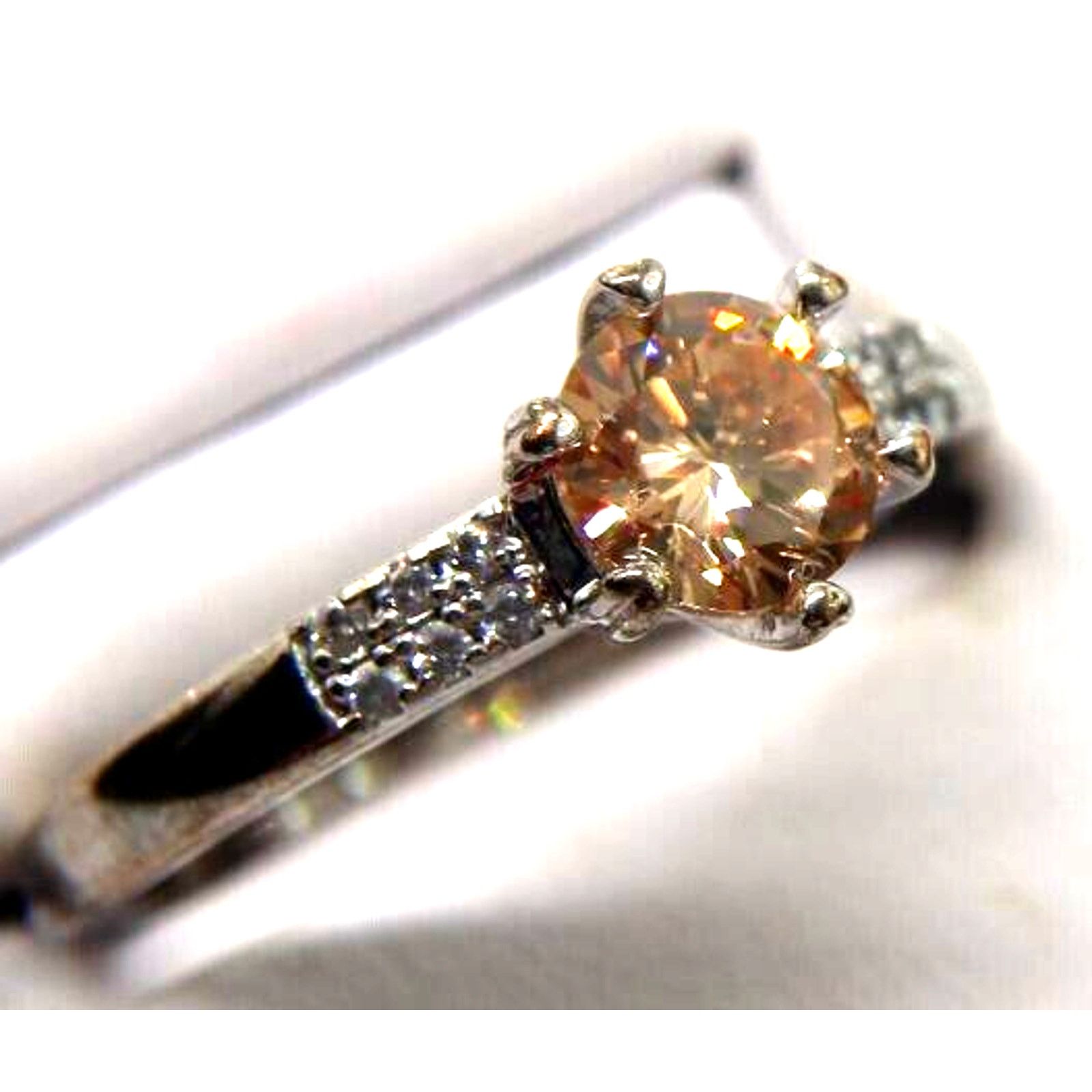 Other Faux Citrine Yellow Glass Ring • Silvertone • Size 9.5 Size ONE SIZE - 1 Thumbnail