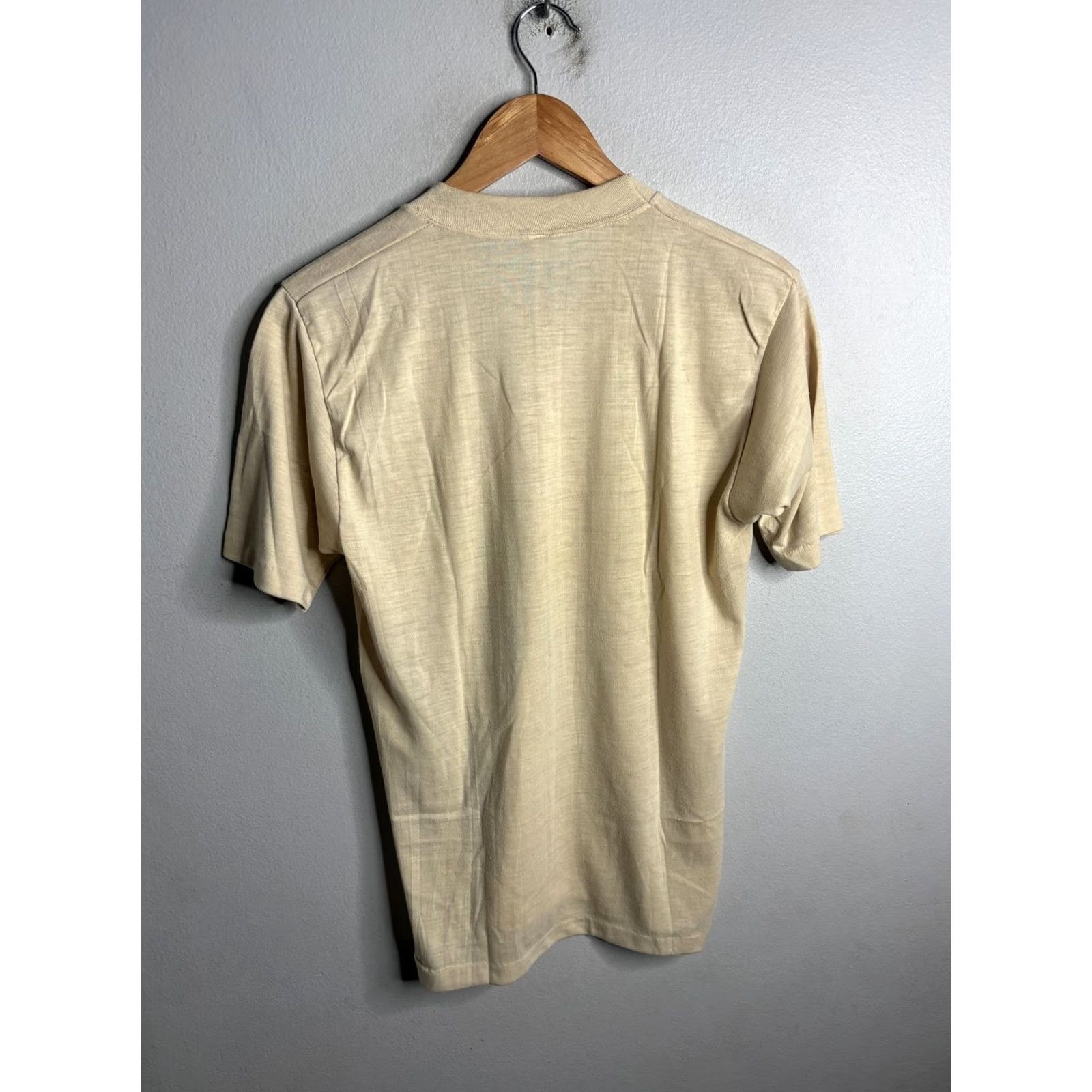 Vintage VINTAGE Mayo Spruce Shirt Mens Medium Tan Freedom To Be Yourself Graphic 70s Beige Short Sleeve Crew Neck Polyester 100% Fortrel Size US M / EU 48-50 / 2 - 4 Thumbnail