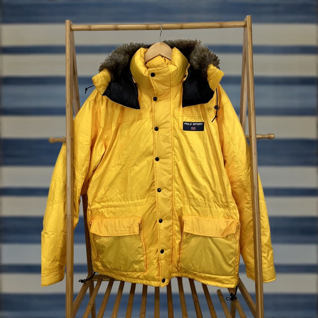 Vintage VTG Polo Sport Ralph Lauren 90s Ski Puffer Down Yellow Hooded Jacket XL Mens Hoodie? Size US XL / EU 56 / 4 - 1 Thumbnail