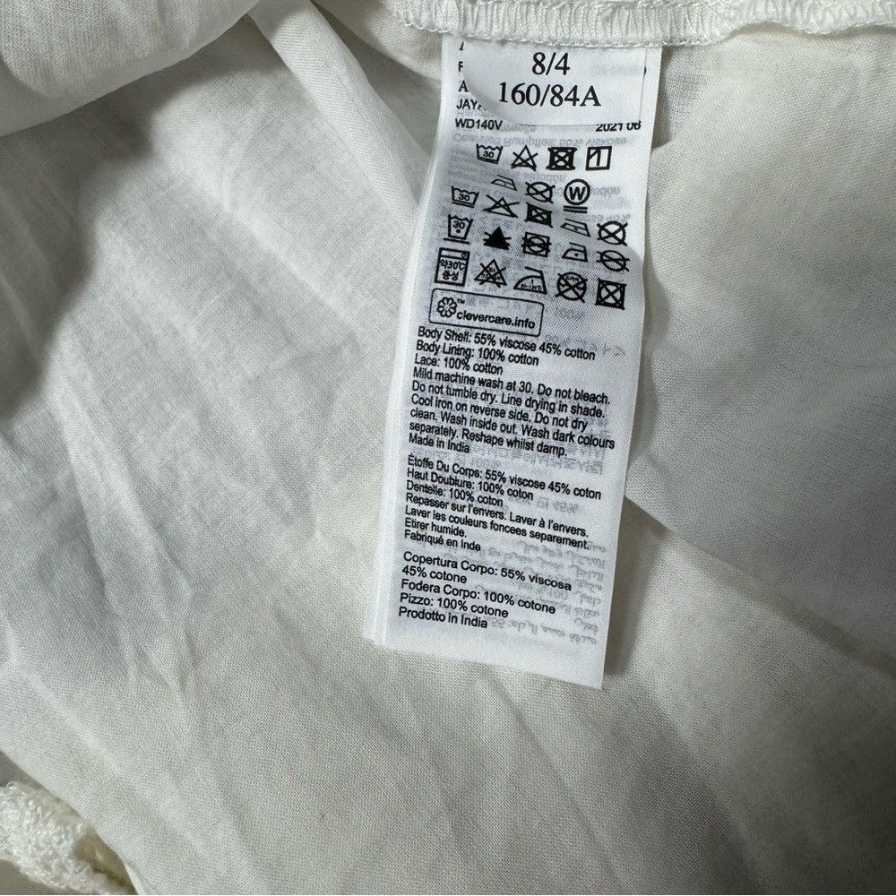 Allsaints New AllSaints Jaya Smocked Ruffle Ivory Viscose Mini Dress Size S / US 4 / IT 40 - 6 Thumbnail