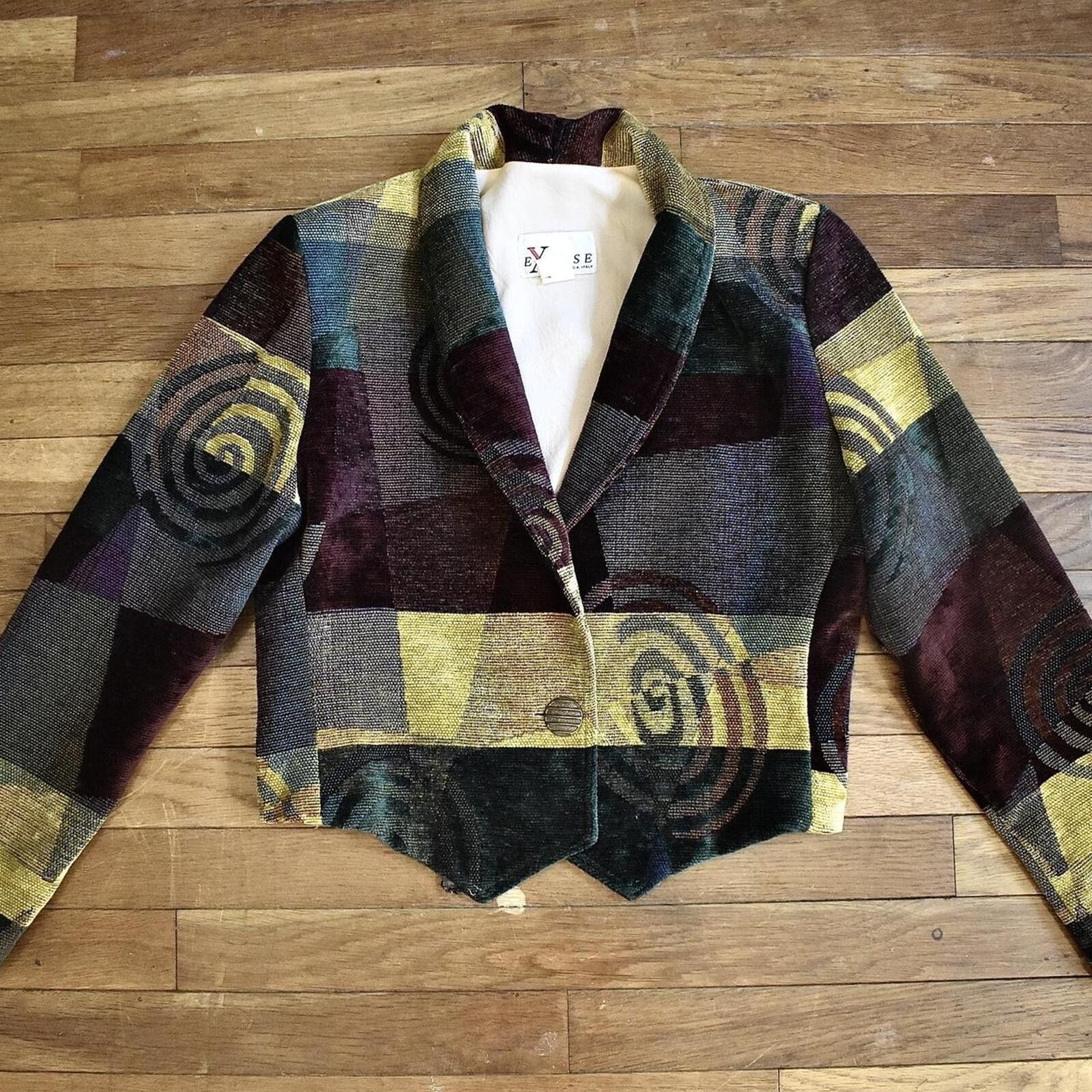 Other Vintage Expose retro abstract cropped blazer Size S / US 4 / IT 40 - 2 Thumbnail