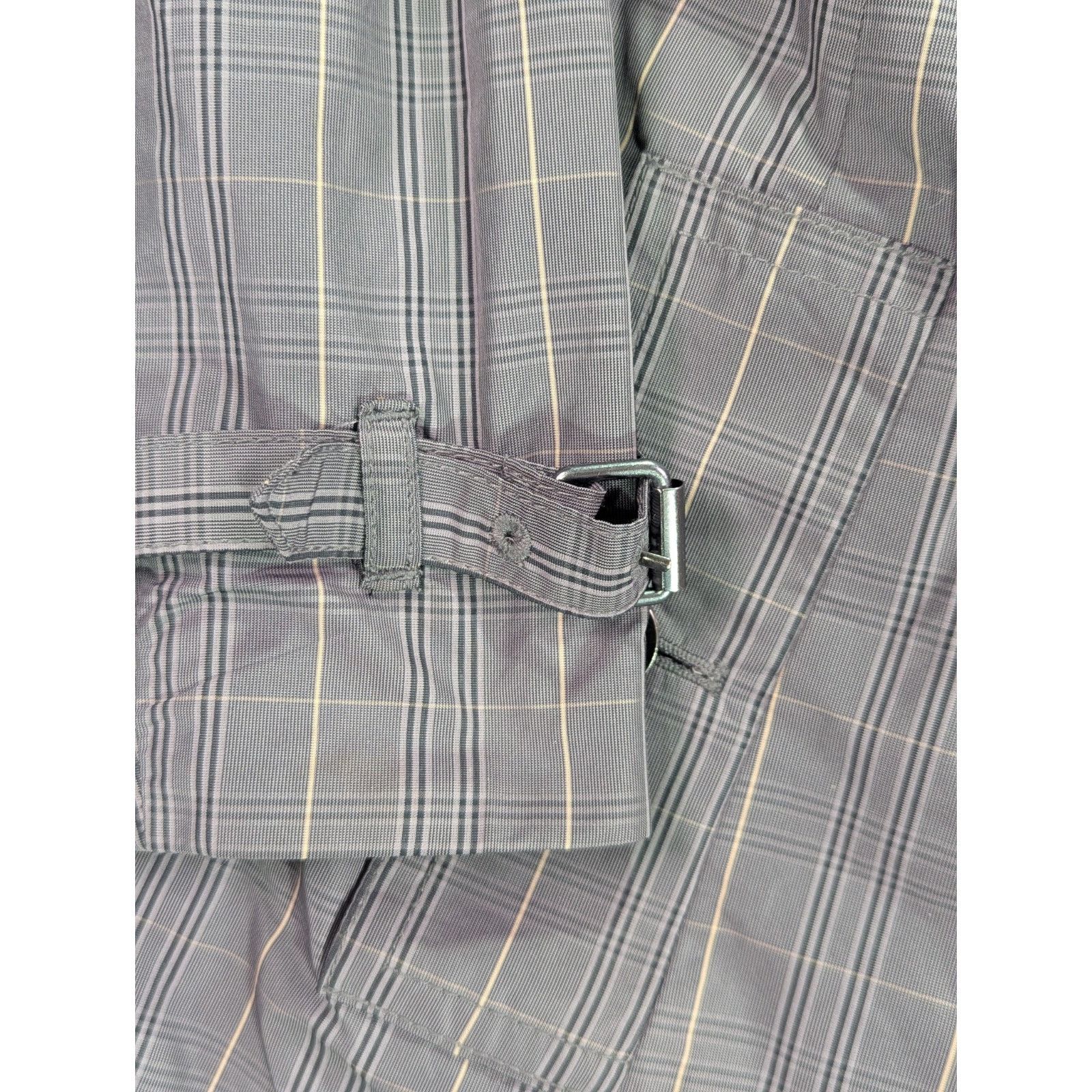 Banana Republic Trench Coat S Petite Gray Plaid Check Double Breasted Belted Size S / US 4 / IT 40 - 7 Thumbnail