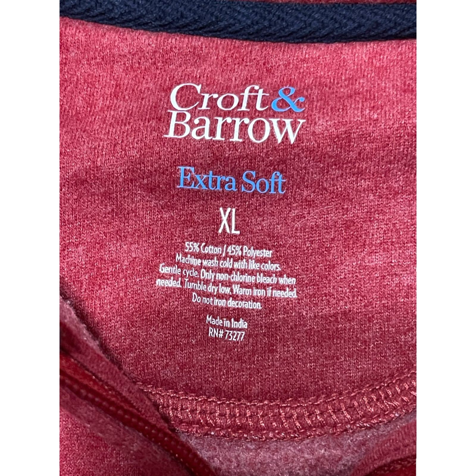 Croft & Barrow Croft & Barrow Shirt, Men's Size XL, Red, Sweater Polo, Long Sleeve, 1/4 Zip, Casual, Cotton Blend, Regular, Colared, Solid Size US XL / EU 56 / 4 - 6 Thumbnail