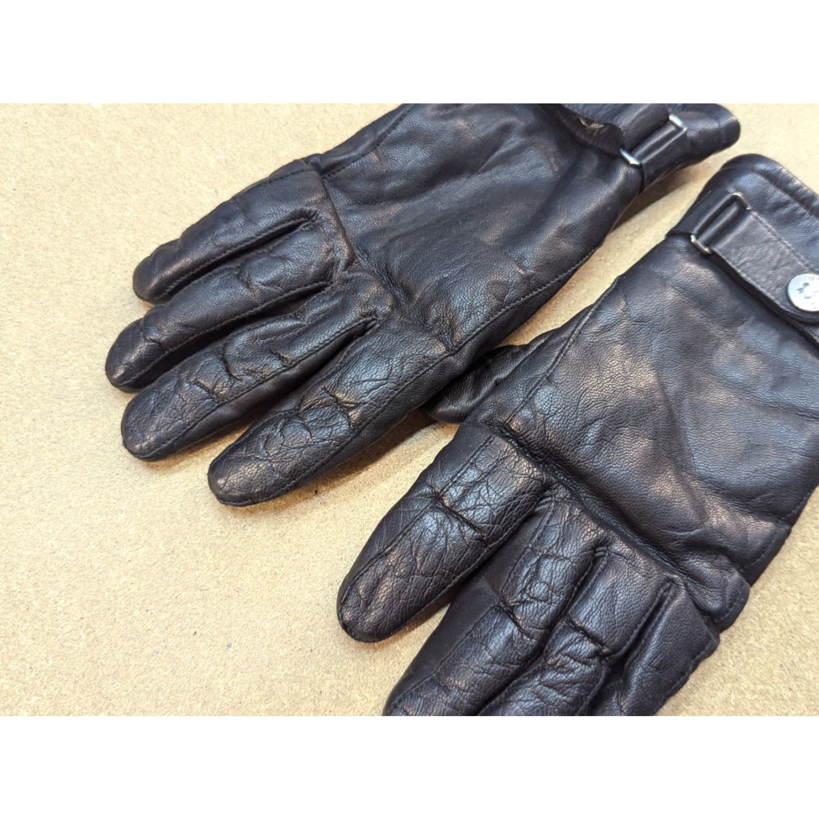 Vintage Genuine Leather Mens Gloves Size 6 Black Lined Warm Thermal Winter Dressmann Glove Wrist Mens Leather Black Warm Winter 6 Size Size ONE SIZE - 2 Thumbnail
