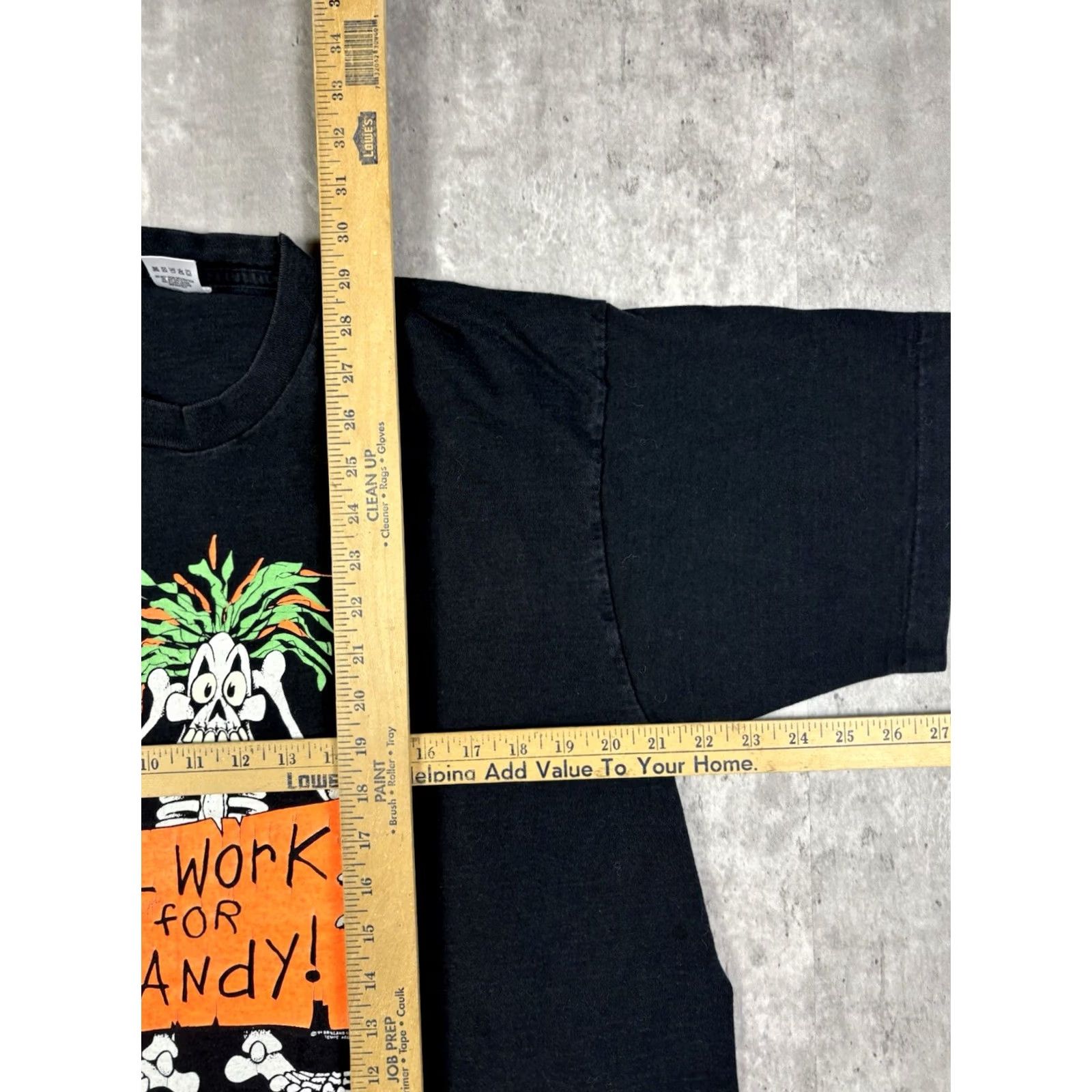 Fruit Of The Loom VINTAGE 90s Will Work For Candy Halloween T Shirt XL Mens Black Cotton Football? Size US XL / EU 56 / 4 - 5 Thumbnail