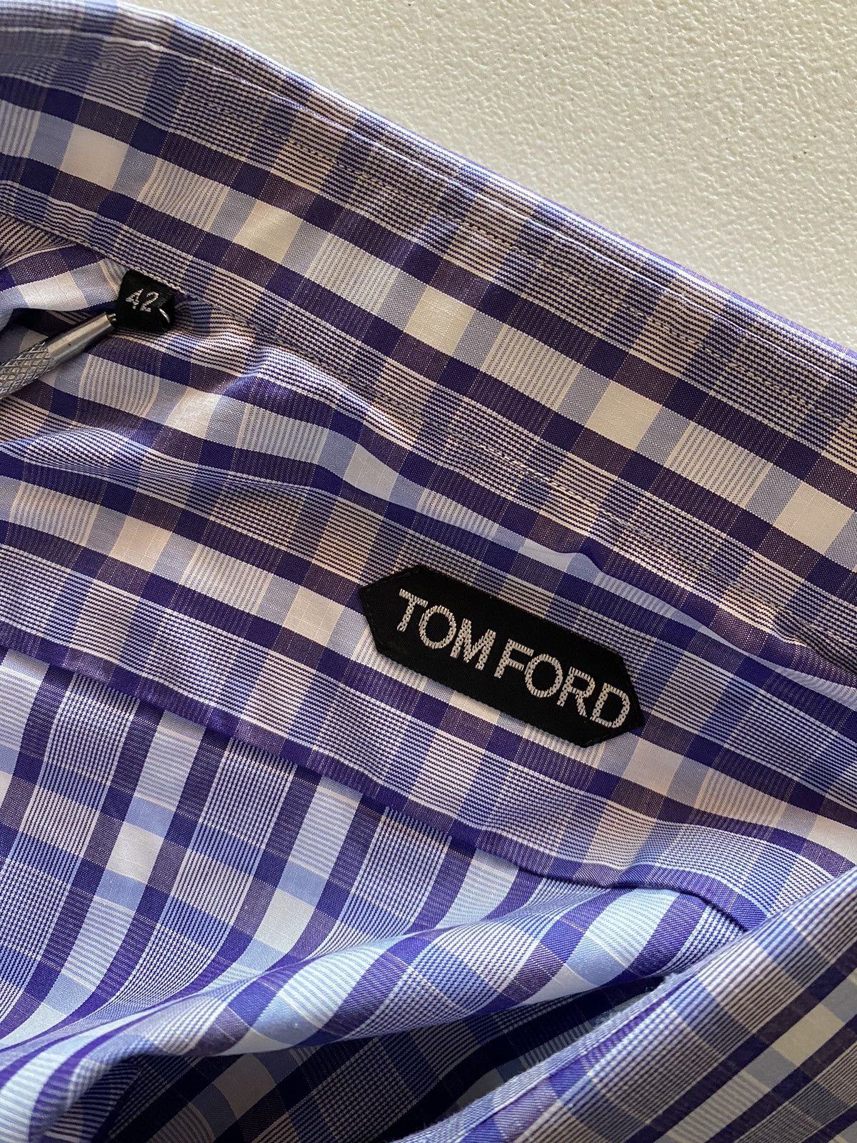 Tom Ford Tom Ford blue purple check shirt 16.5 42e NEW Size US L / EU 52-54 / 3 - 7 Thumbnail