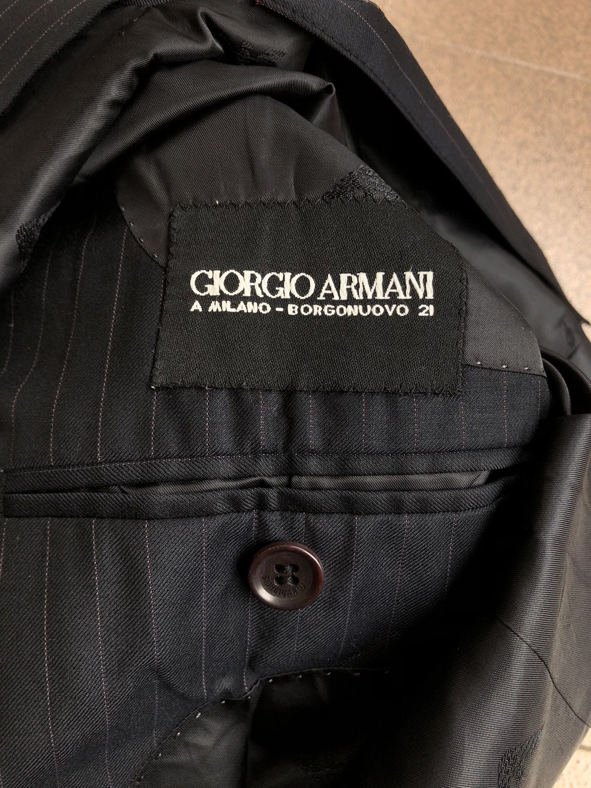 Giorgio Armani 90s Rare Giorgio Armani Striped Black Blazer Size 48R - 8 Thumbnail