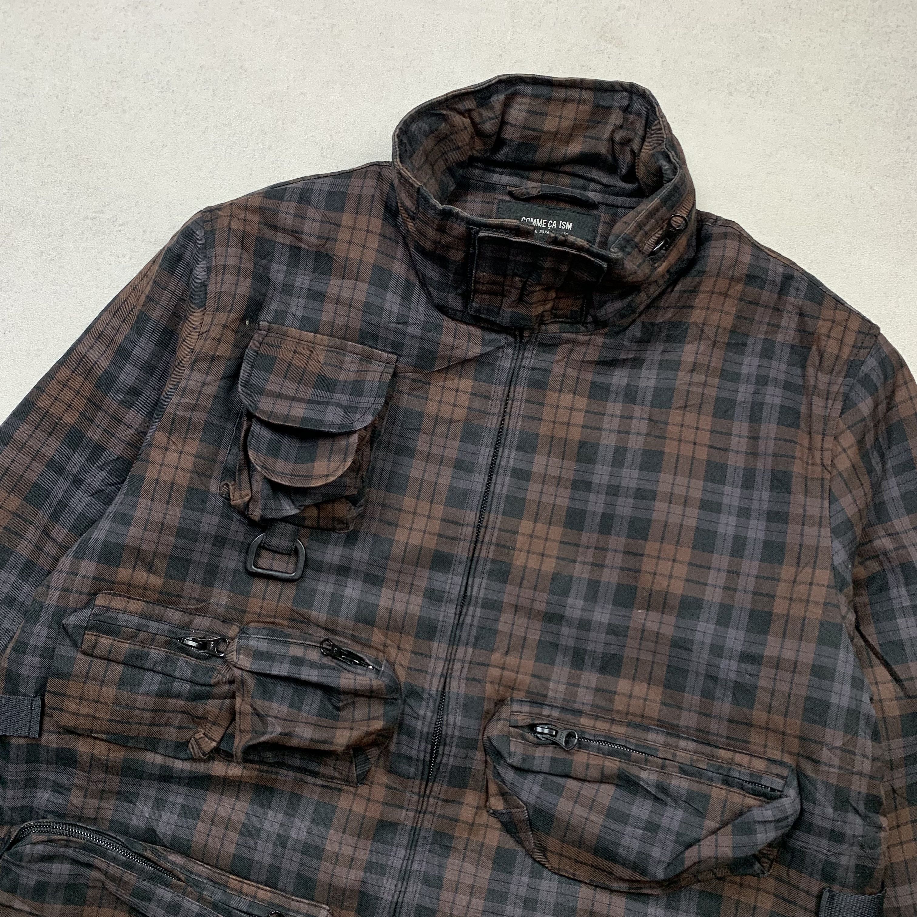 Comme Ca Ism Hunting Jacket Multi Pocket Plaid Utility
