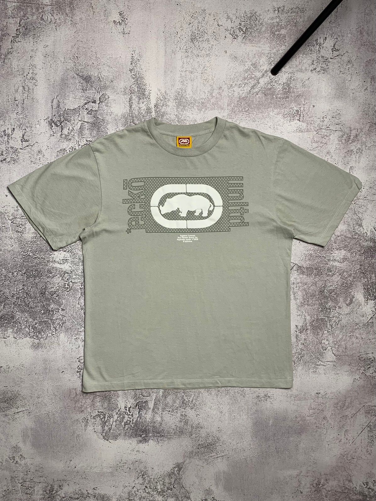 Pre-owned Ecko Unltd X Vintage Ecko Unltd. Faded T-shirt Big Logos In Grey