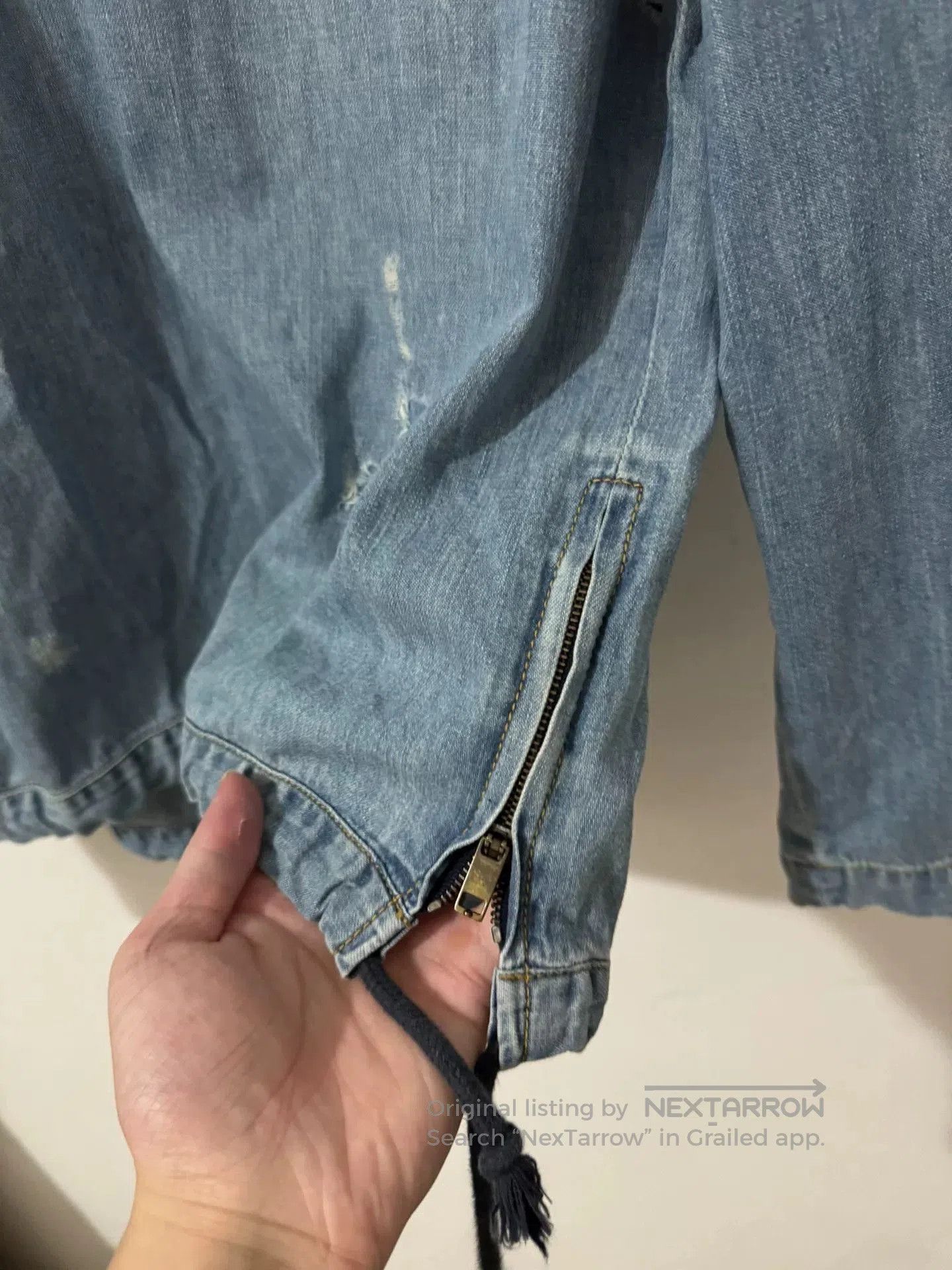 Saint Laurent Paris Saint Laurent Distressed Denim Hoodie. Size XS / US 0-2 / IT 36-38 - 4 Thumbnail