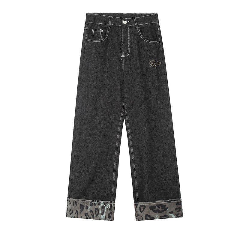 Japanese Brand Retro Men's Straight Loose Casual Leopard Patchwork Jeans Size US 32 / EU 48 - 1 Thumbnail