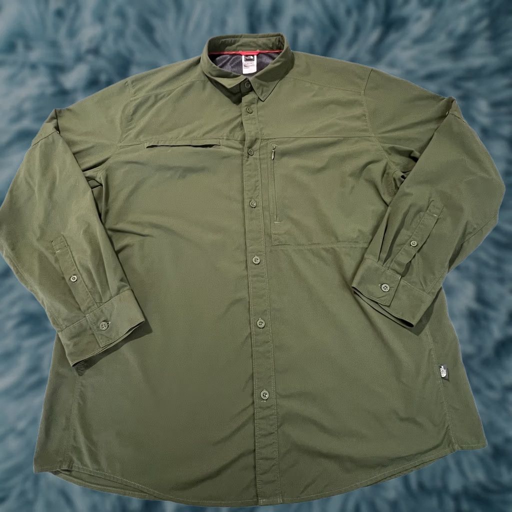 The North Face The North Face Shirt Mens 2XL Green Nylon Button-Up Long Sleeve Fishing Hiking UV Breathable Pockets Logo Outdoor Endurance Series Size US XXL / EU 58 / 5 - 1 Thumbnail