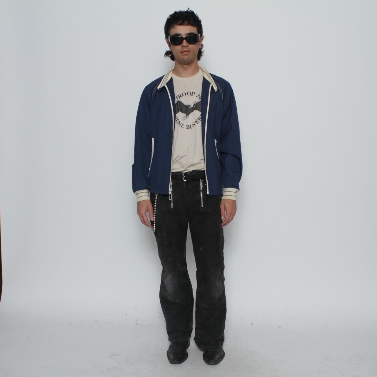 Vintage 70’S BLUE WITH WHITE CONTRAST TRIM LIGHTWEIGHT ZIP UP JACKET Size US M / EU 48-50 / 2 - 3 Thumbnail