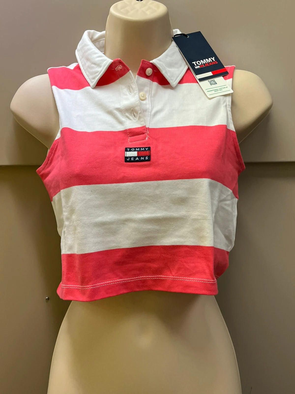 Tommy Jeans TOMMY jeans logo striped polo neck Shirt NEW With Tags Size XS / US 0-2 / IT 36-38 - 1 Thumbnail