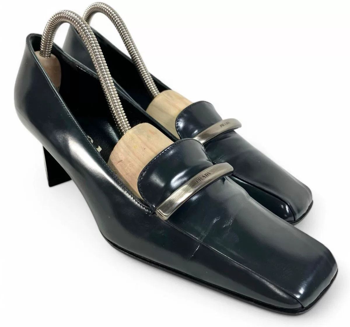 Prada Prada Leather High Heels Gray Size US 4 / IT 34 - 1 Thumbnail