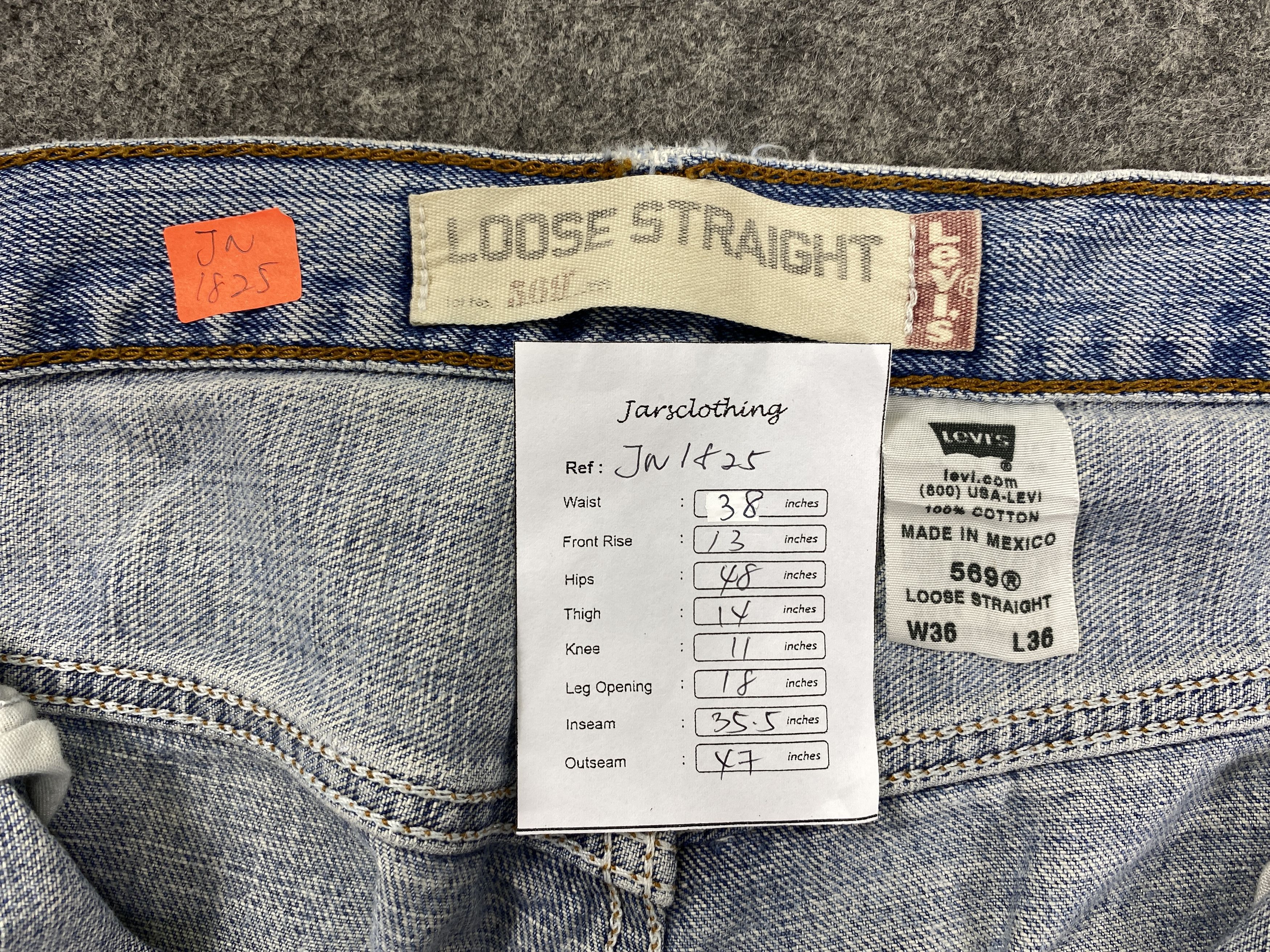Vintage Light Blue Wash Vintage Levi's 569 38x35.5 Denim -JN1825 Size US 38 / EU 54 - 7 Thumbnail