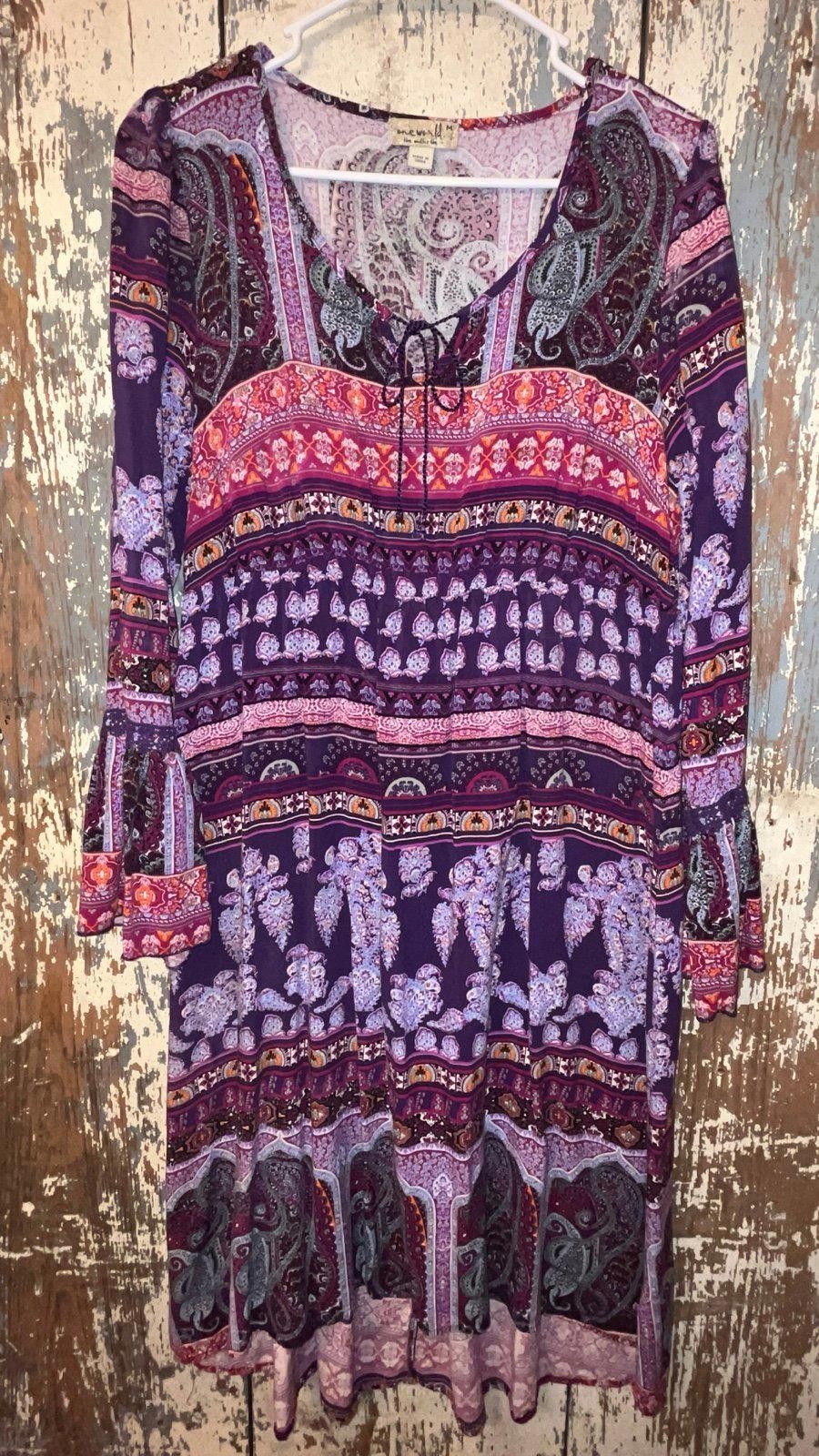 Designer One World Purple Boho dress, size Medium Size M / US 6-8 / IT 42-44 - 2 Thumbnail