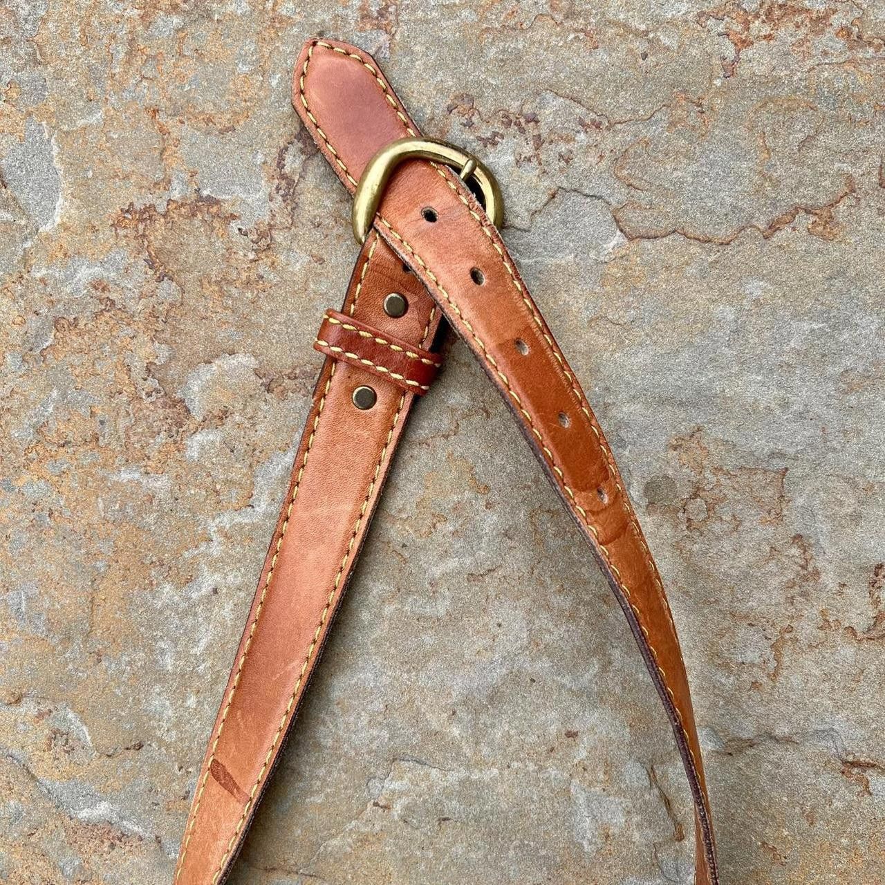 Vintage Vintage 90s Brown Contrast Stitch Leather Belt Size ONE SIZE - 2 Thumbnail