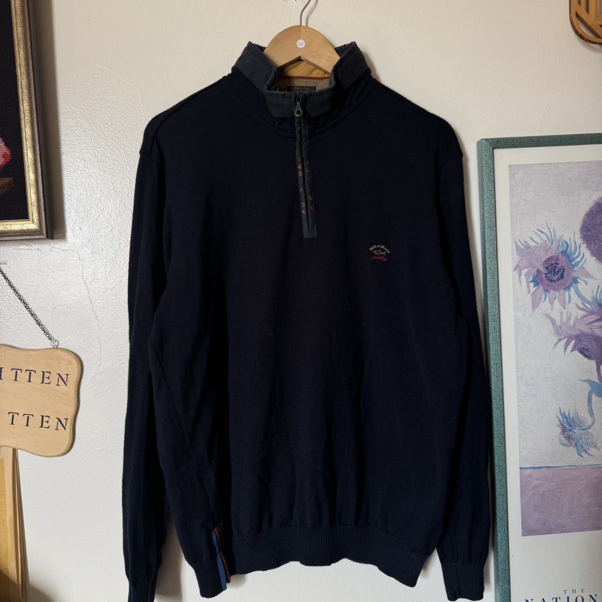 Paul & Shark × Paul Smith Paul & Shark collar spellout navy blue quarter-zip sweater Size US L / EU 52-54 / 3 - 2 Thumbnail