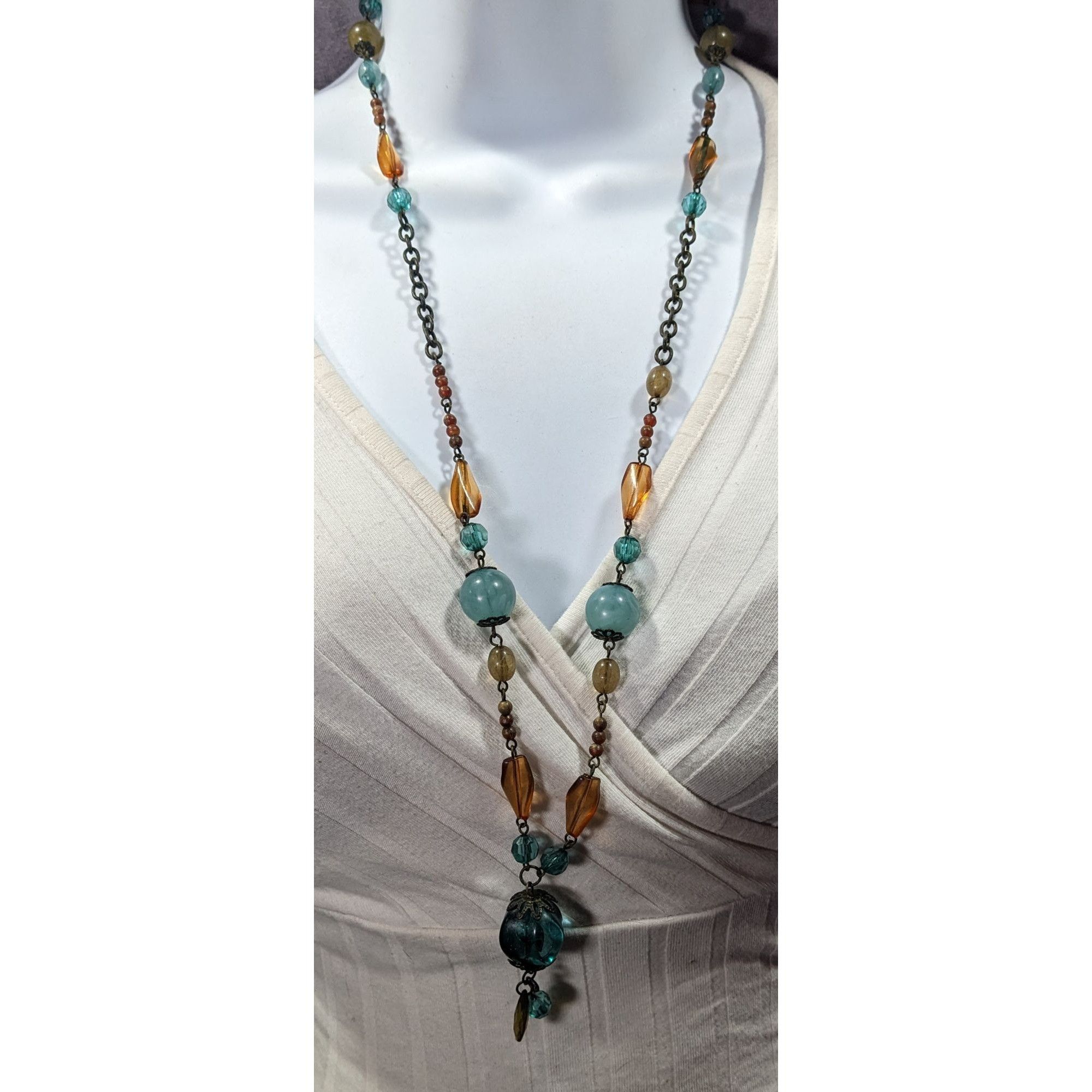 Other Chunky Bohemian Blue And Orange Gemmed Necklace Size ONE SIZE - 5 Thumbnail