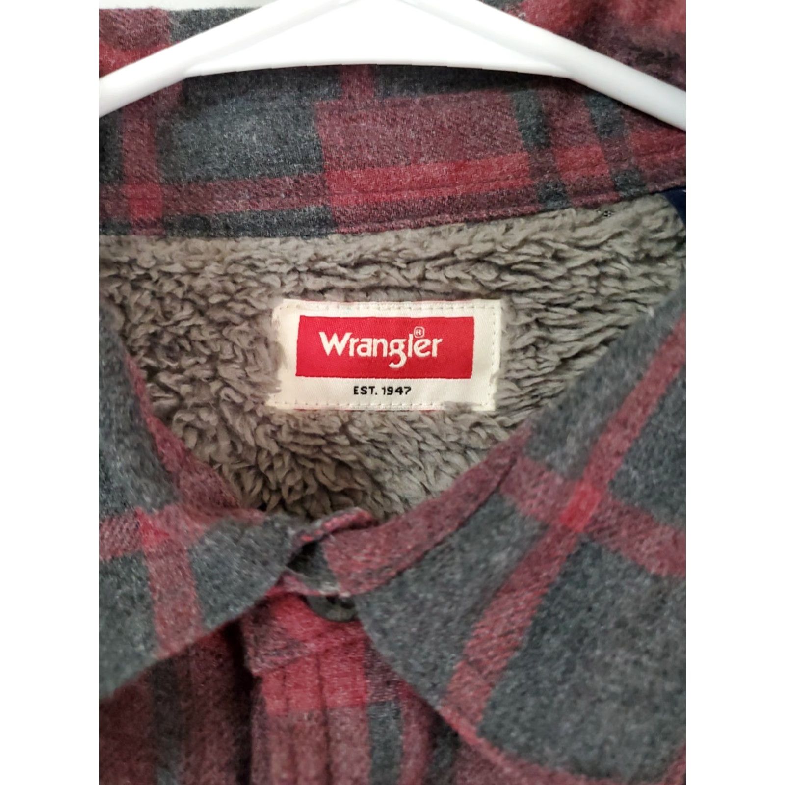 Wrangler Wrangler Shacket Flannel Button-Up Red Dark Gray L Large Size US L / EU 52-54 / 3 - 6 Thumbnail