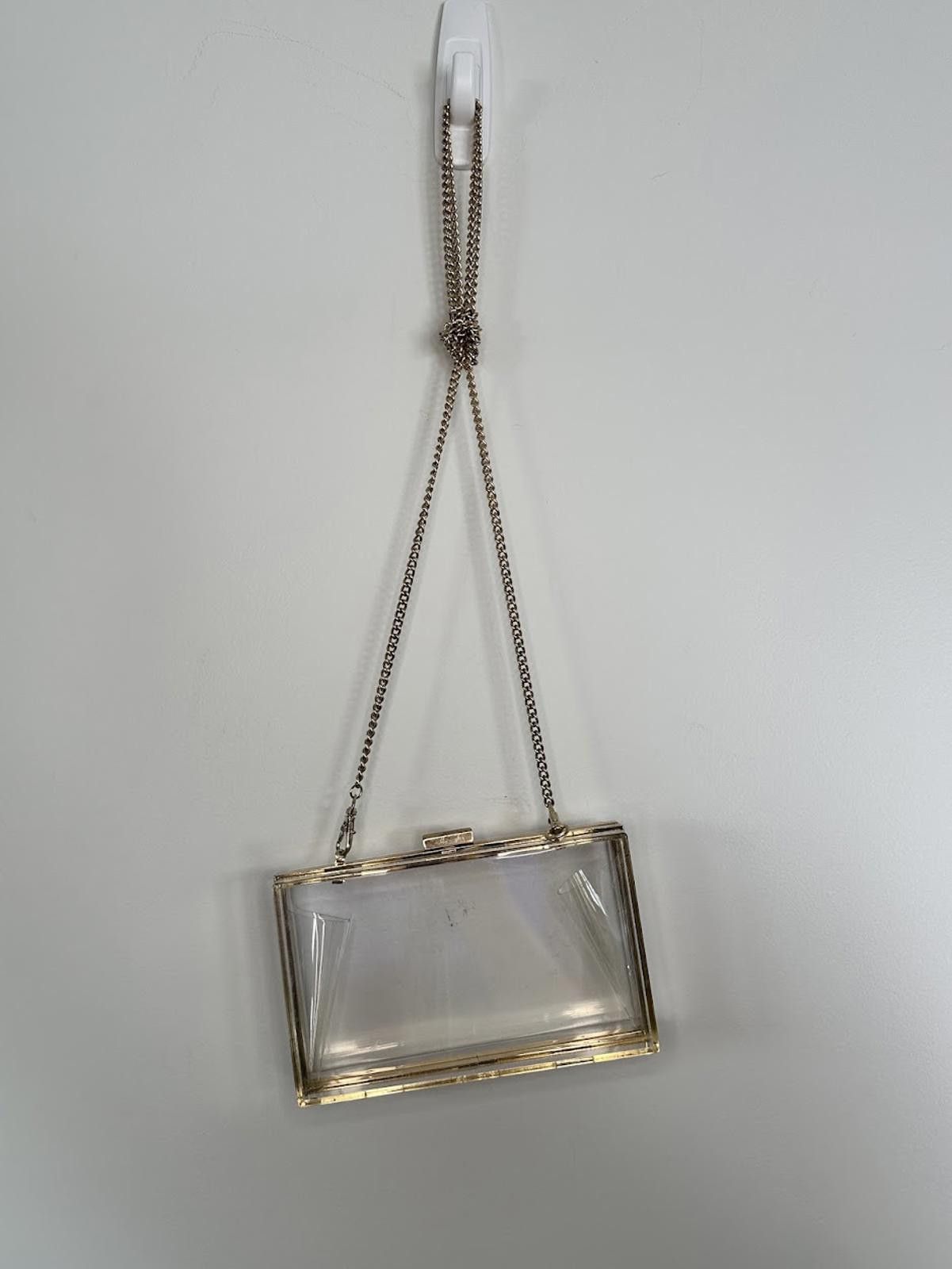 NBDN Nobrandedon Clear Acrylic Box Clutch w/ Gold-Tone Chain Strap Size ONE SIZE - 3 Thumbnail