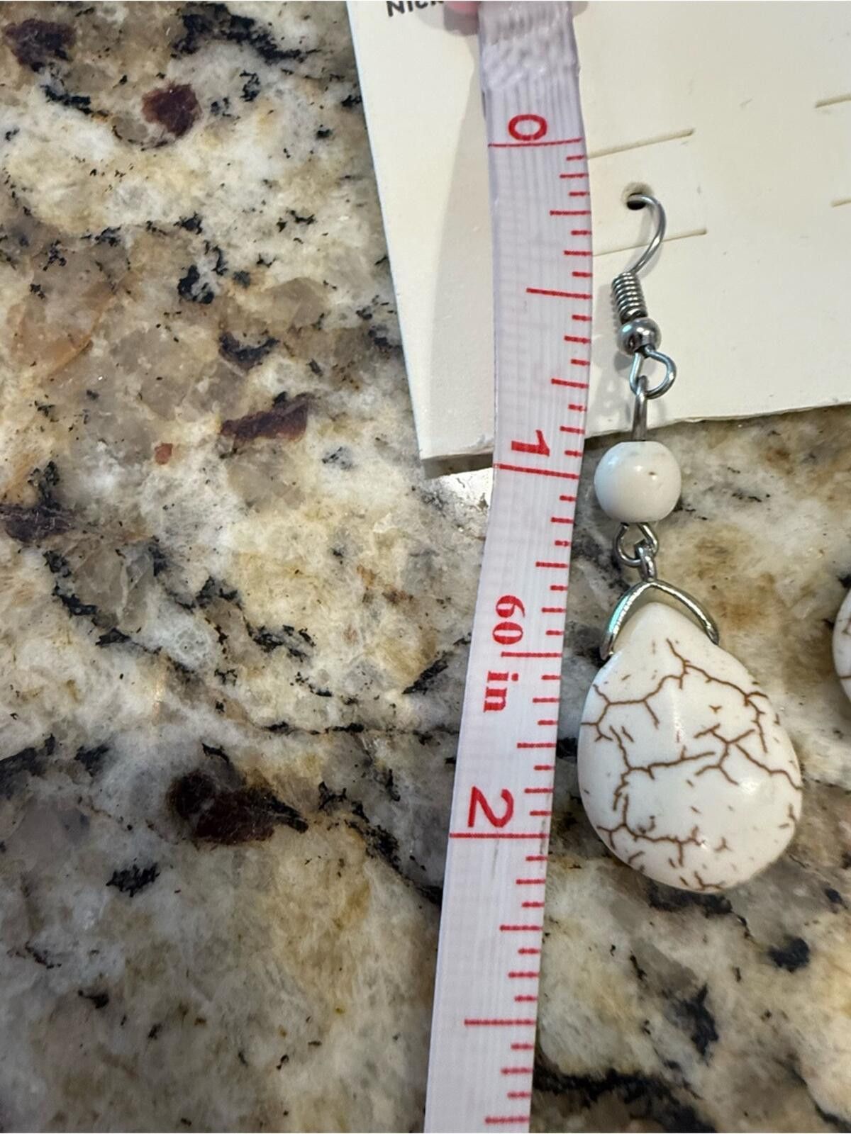 Other Open Edit teardrop dangle earrings cream brown marbled Size ONE SIZE - 3 Thumbnail