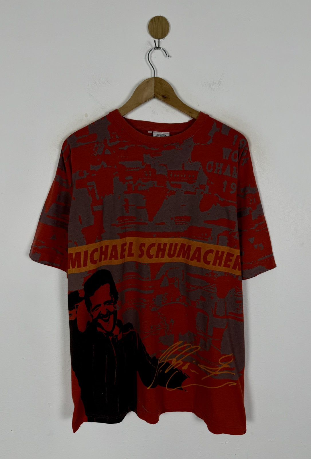Vintage Vintage Michael Schumacher 90s F1 Ferrari overprint shirt Size US XL / EU 56 / 4 - 1 Thumbnail