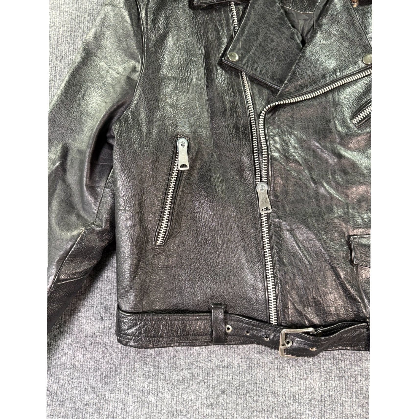 Vintage VINTAGE Harley Davidson Genuine Leather Jacket Mens Medium Black 1960 Zip Belted Jacket Size US M / EU 48-50 / 2 - 4 Thumbnail