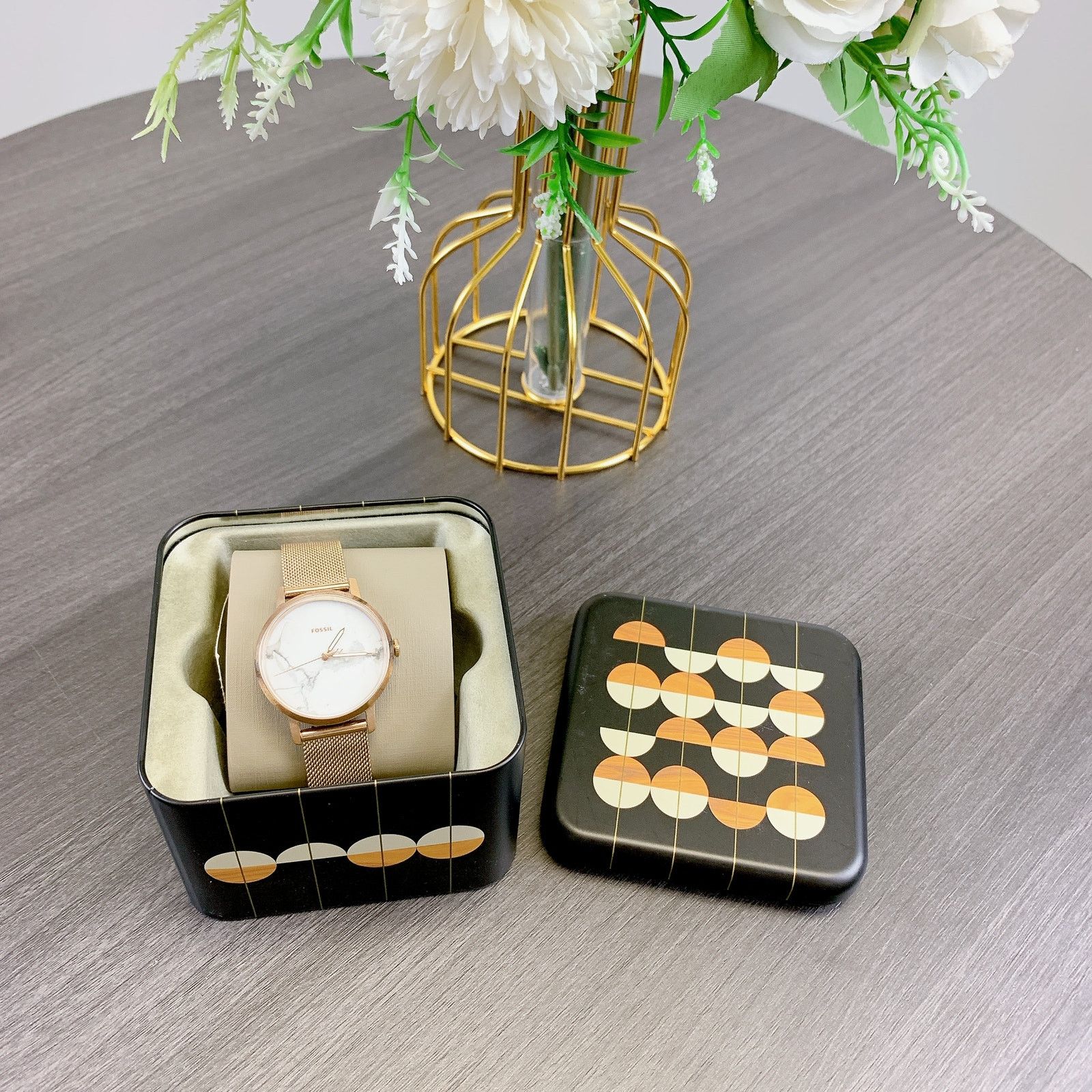 Fossil Fossil ES4404 Neely White Marble Stainless Steel Mesh Watch Size ONE SIZE - 4 Thumbnail