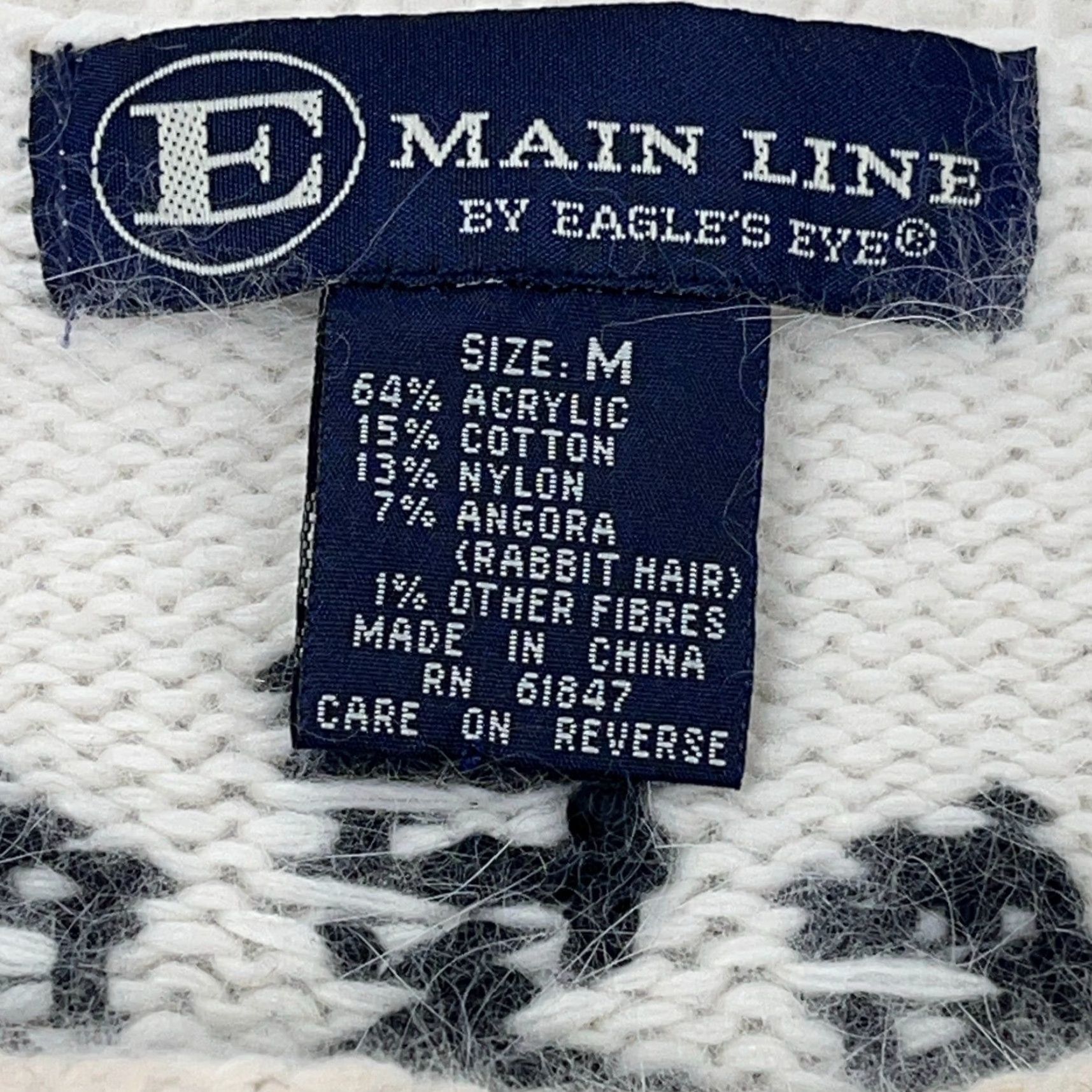 Vintage Eagles Eye Sweater Women Medium Blue Gray Acrylic Knit Crew Neck Casual 90s Art Christmas USA Logo Pullover Regular Fall Spring Summer Winter Womens Size M / US 6-8 / IT 42-44 - 4 Thumbnail