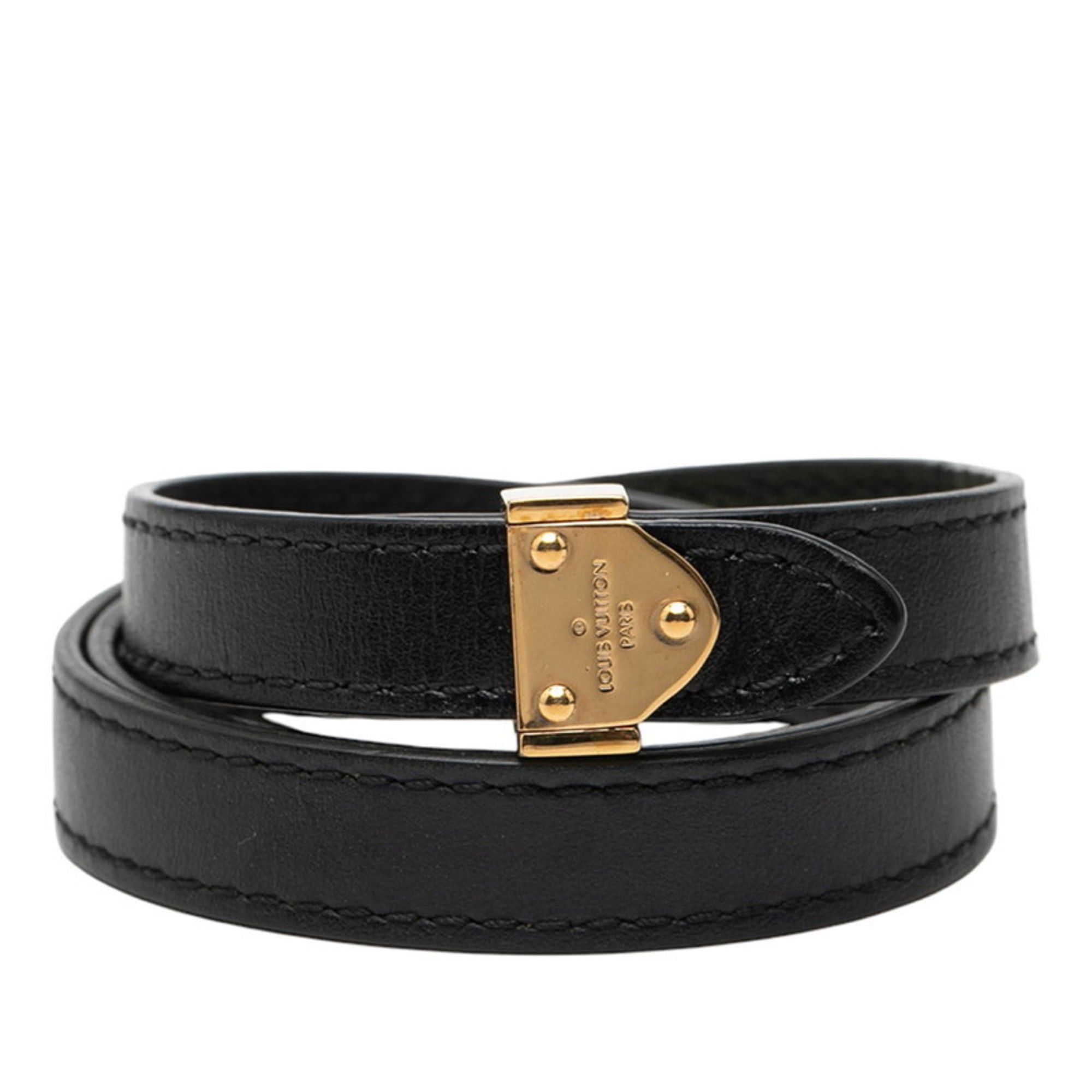 Louis Vuitton Louis Vuitton Boxed Bracelet, Size 17, M6033, Black Leather, Women's, LOUIS VUITTON Size ONE SIZE - 1 Thumbnail
