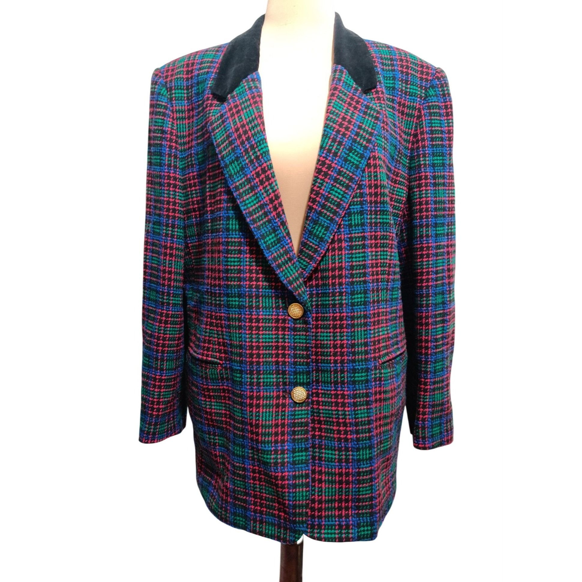 Vintage Vintage Joan Leslie 18W Plus Size 90s Plaid Wool Blend Blaze Size XXL / US 16-18 / IT 52-54 - 1 Thumbnail