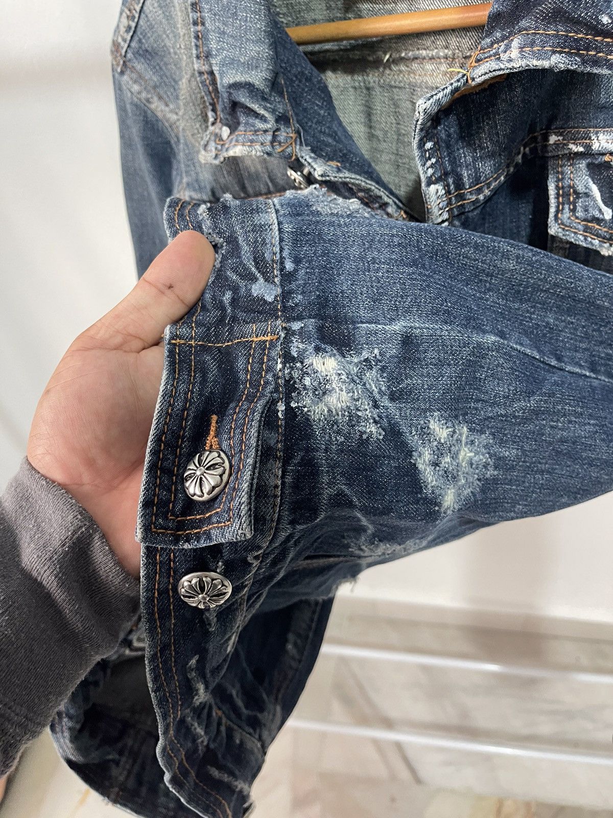 If Six Was Nine 2000s Angel Equal Trashed Denim Jacket A5 Size US S / EU 44-46 / 1 - 13 Thumbnail